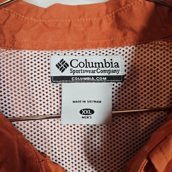 Columbia PFG University Of Texas Shirt Men’s 2XL Orange UT Fishing Short Sleeve - Picture 3 of 8